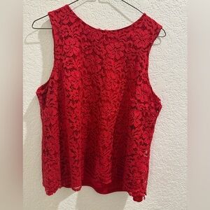 Elle Elegant Red Lace Sleeveless Top